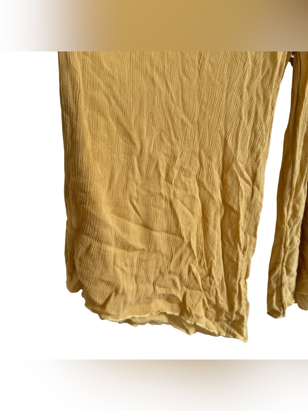 Elan Mustard Yellow Wide Leg Tie Smocked Waist Pants Resort Breezy Lounge Boho L - Picture 3 of 7